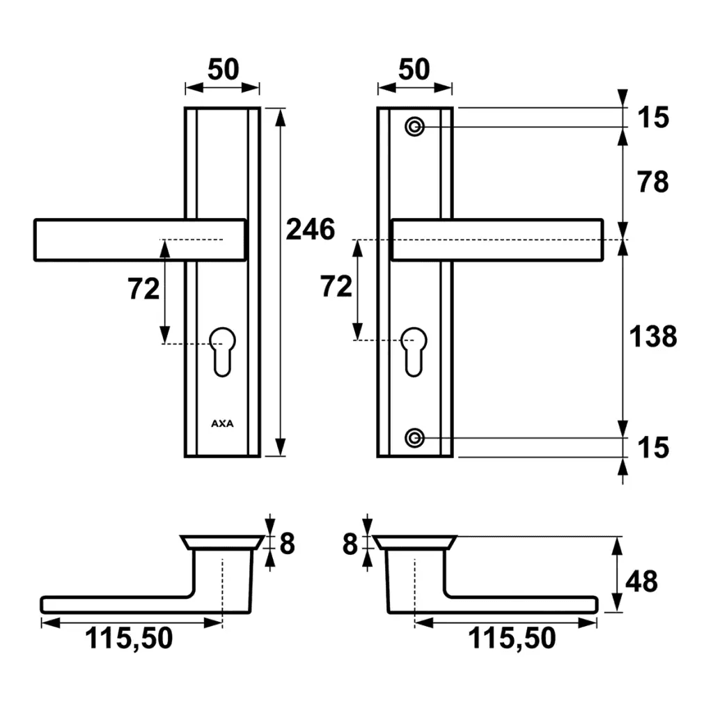 Klamka HAGA++ klamko-klamka PC72 Czarna, 5907505403655, Axa
