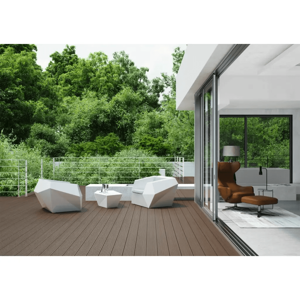 Deska tarasowa dwustronna BERGDECK B150 szczotkowana Orzech 2,4m 25 mm, BD1003, Bergdeck