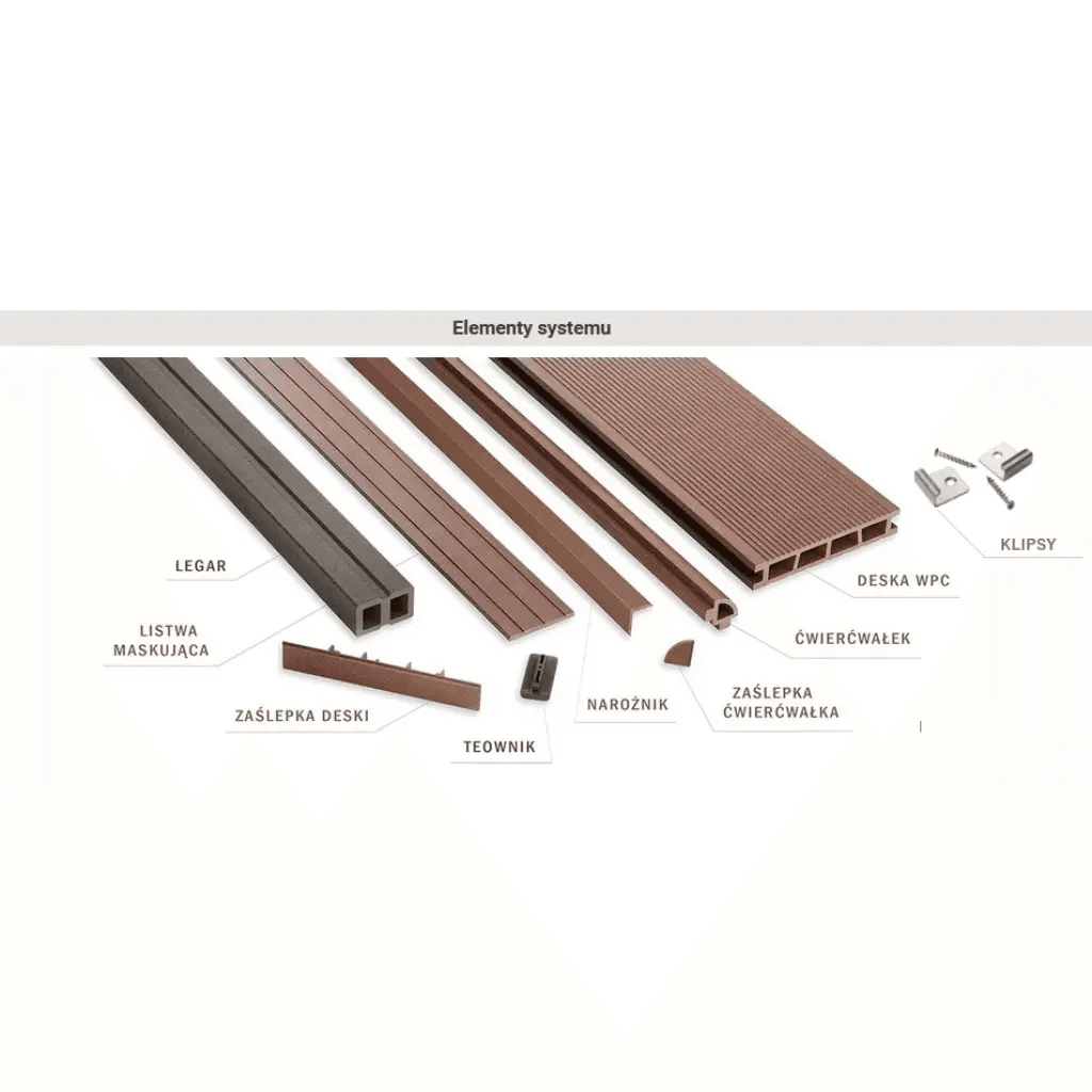 Deska balkonowa tarasowa dwustronna Eco Mini B110 szczotkowana Kasztan 2m 20 mm, NT1092, Salag