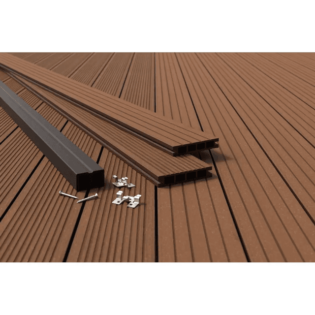 Deska balkonowa tarasowa dwustronna Eco Mini B110 szczotkowana Kasztan 2m 20 mm, NT1092, Salag