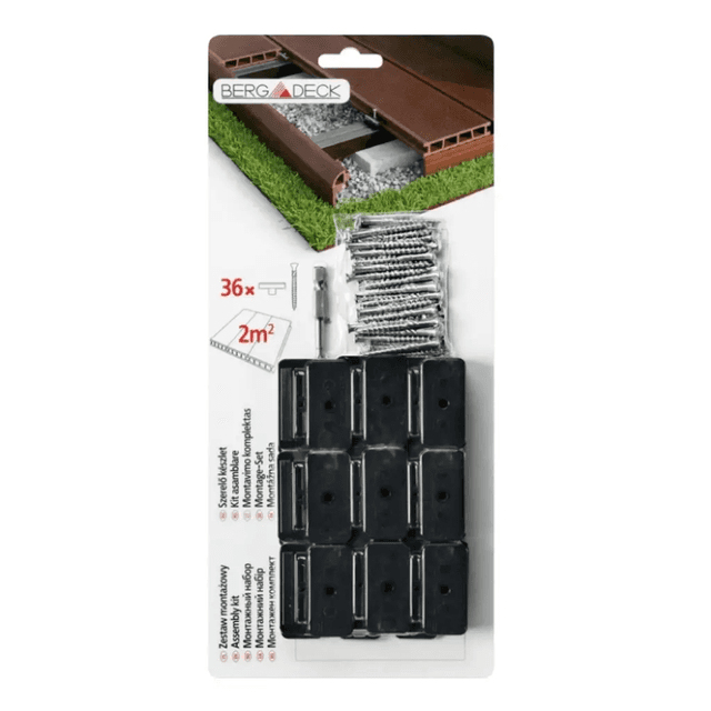 Zestaw montażowy PVC do deski tarasowej Czarny 36 szt BDZ000, Salag