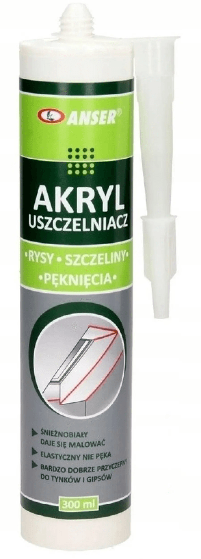 Uszczelniacz Akryl do listew Anser Biały 300 ml, T-79-17-0, Anser