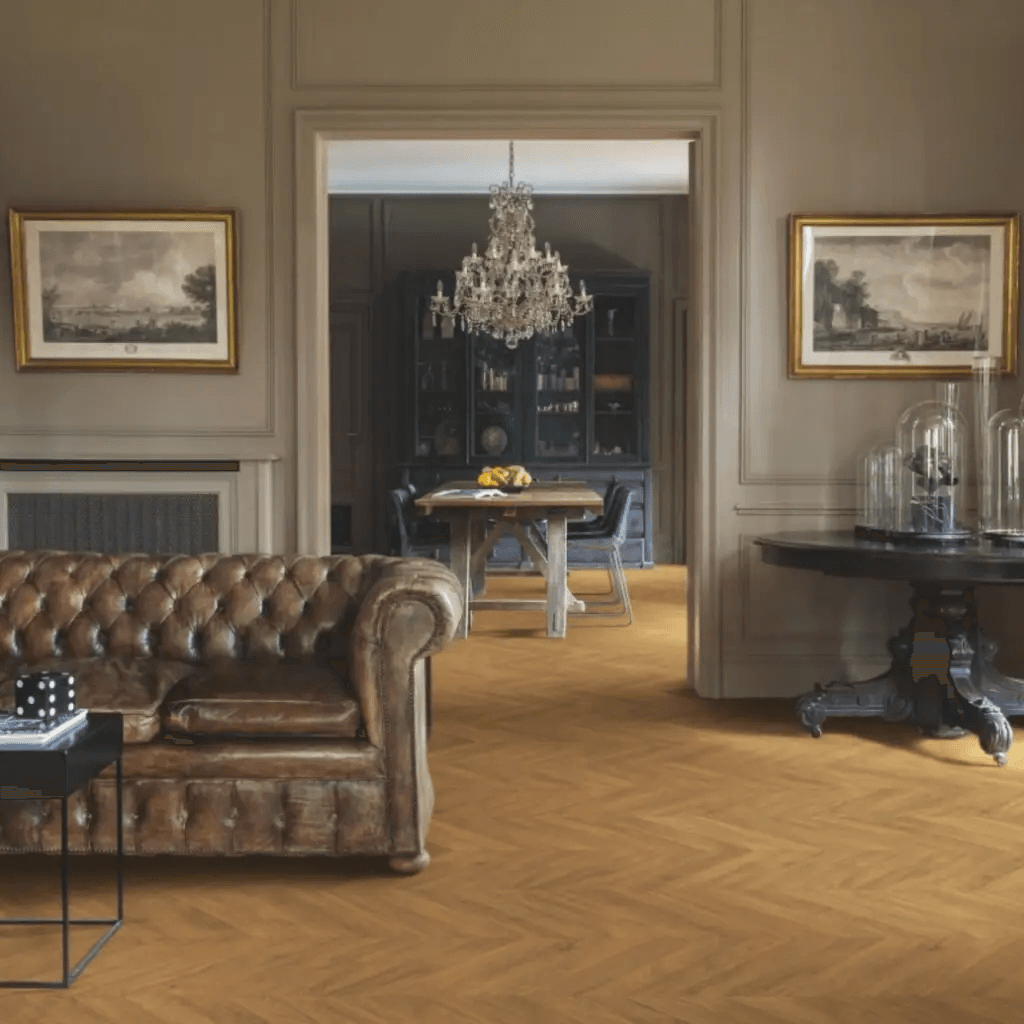 Panele Podłogowe Dąb Chevron Brązowy IPA4162 AC4 8 mm, Quick-Step Unilin