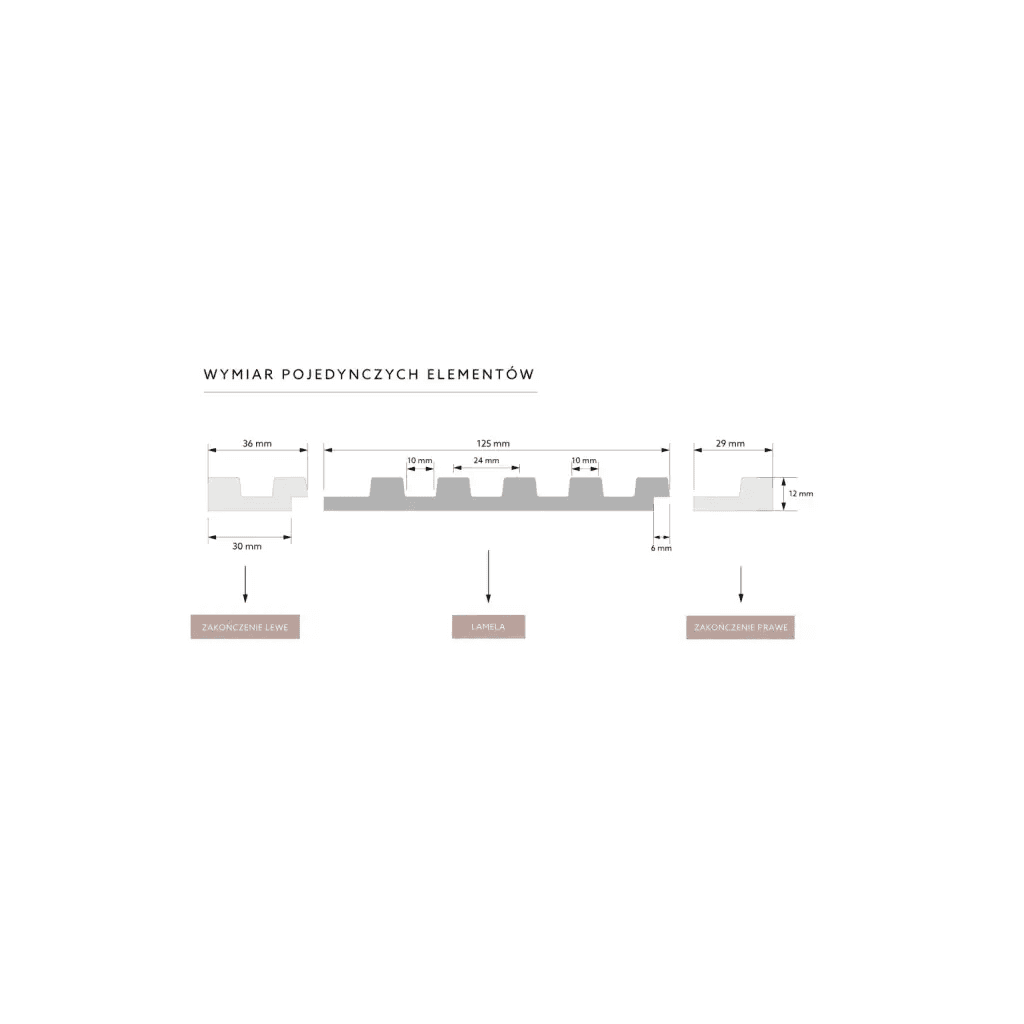 Zakończenie lameli Lamele S Stretto Listwa Prawa Dąb Ciemny L0104R, Mardom Decor