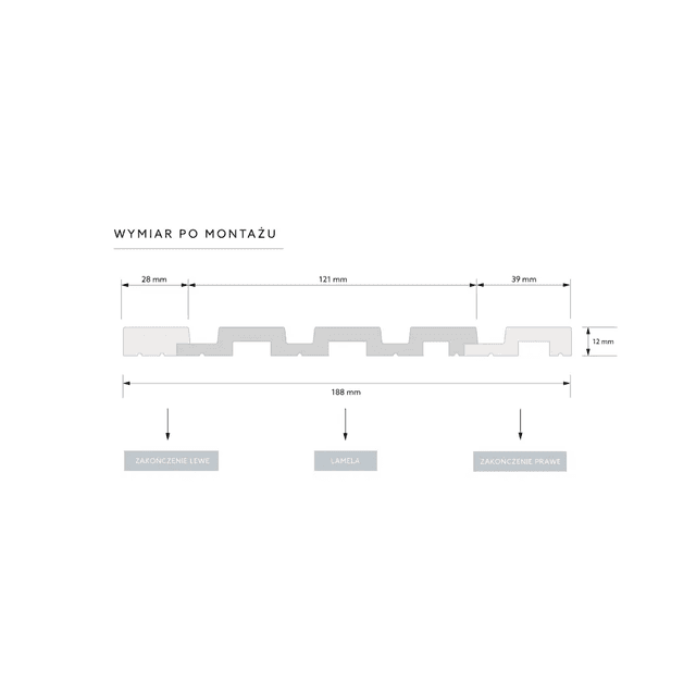 Zakończenie lameli Lamele M Medio Listwa Prawa Dąb Ciemny L0204R, Mardom Decor