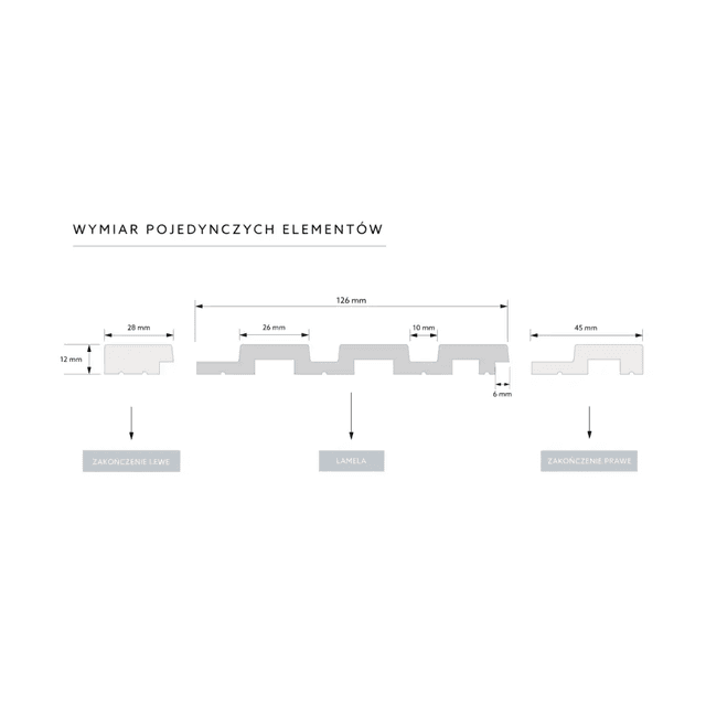 Zakończenie lameli Lamele M Medio Listwa Lewa Dąb Jasny L0202L, Mardom Decor