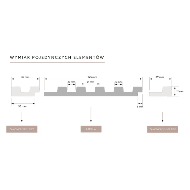 Zakończenie lameli Lamele S Stretto Listwa Lewa Dąb Jasny L0102L, Mardom Decor