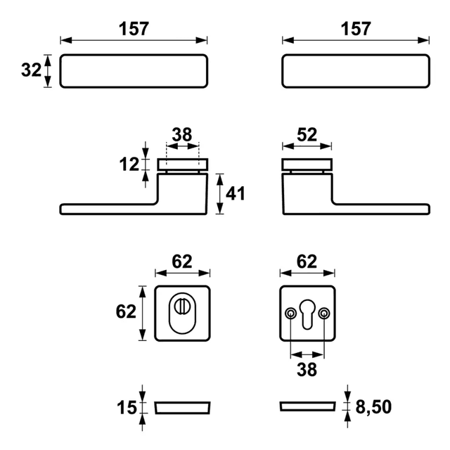 Klamka Libera Inox klamko + klamka + rozeta WB z zabezpieczeniem, 5907505414897, Axa
