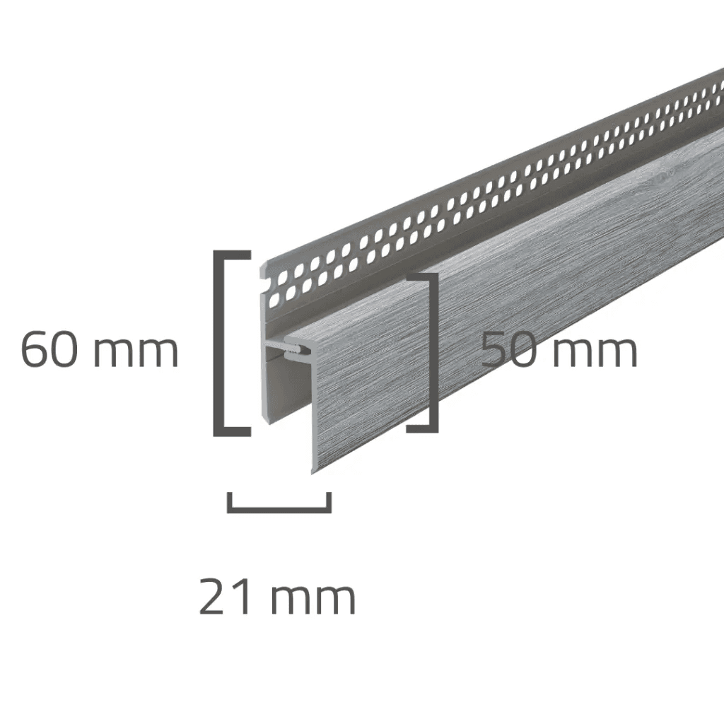 Panele elewacyjne fasadowe Solvo Listwa wentylacyjna górna Dąb Szary 2-cz FS-262, 3030904, VOX
