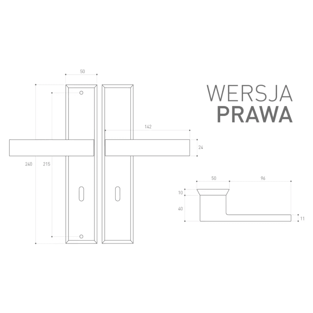 Klamka TOTAL do drzwi zewnętrznych długi szyld 72mm T72I, METAL-BUD