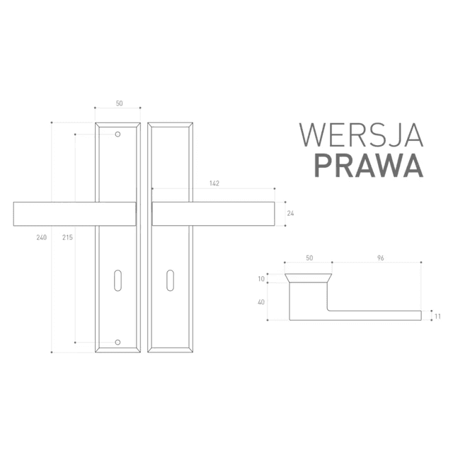 Klamka TOTAL do drzwi zewnętrznych długi szyld 72mm T72I, METAL-BUD