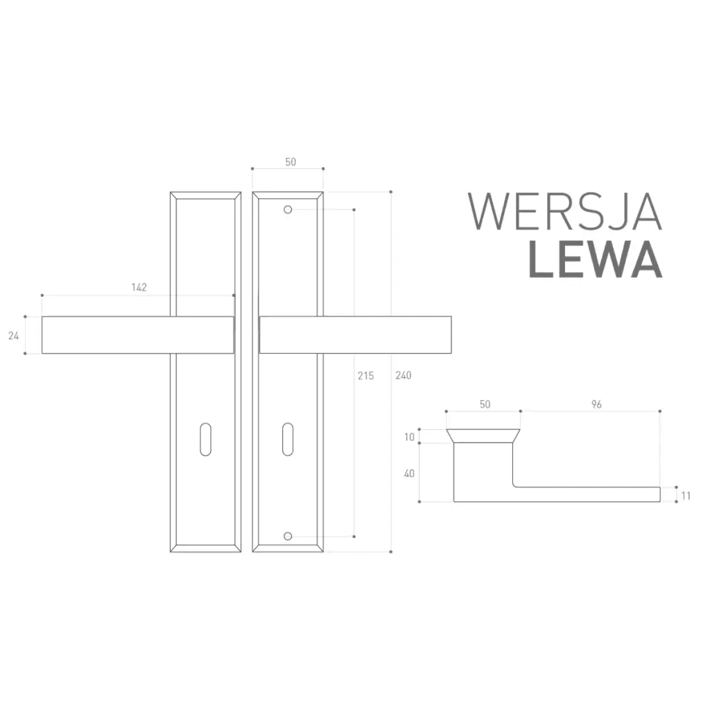 Klamka TOTAL do drzwi zewnętrznych długi szyld 72mm T72I, METAL-BUD