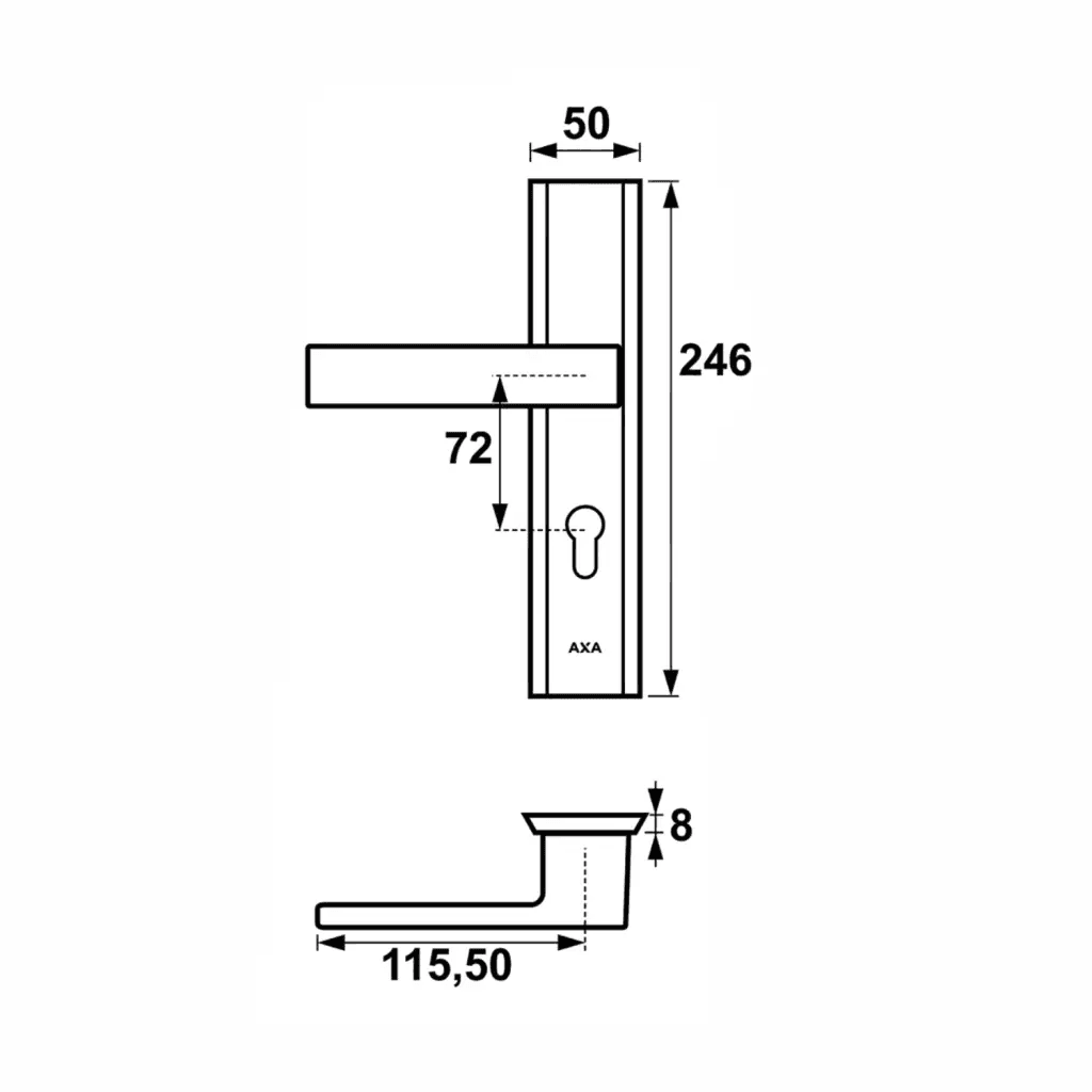 Zestaw klamka + wkładka do drzwi Haga Inox do drzwi Sara Uno 1803-1016756, Axa