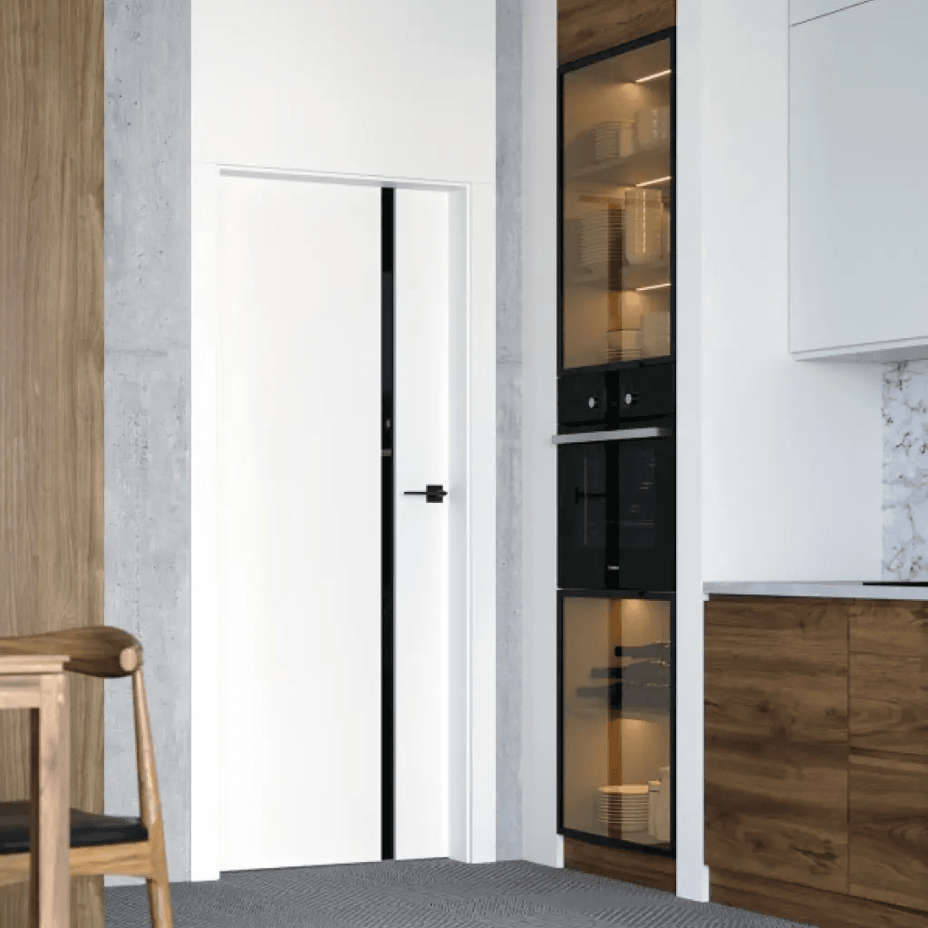 Drzwi Porta Focus 4.A z czarną szybą przylgowe lewe 80 cm WC, SPWG4A0L08DDTWSB2KHB00, PORTA