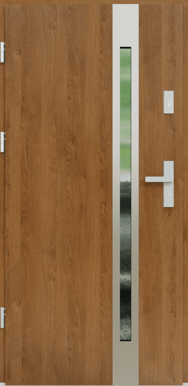 Drzwi zewnętrzne z ościeżnicą Otello 12B Dąb złoty Lewe 90cm CZYSTE POWIETRZE, 5903324179320, KR CENTER
