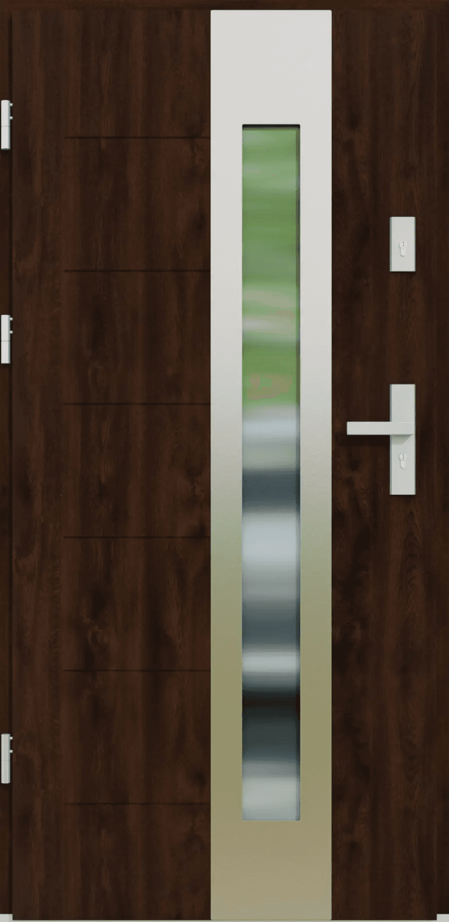 Drzwi zewnętrzne z ościeżnicą Nicolo 05B Orzech Lewe 90cm CZYSTE POWIETRZE, 5903324177906, KR CENTER