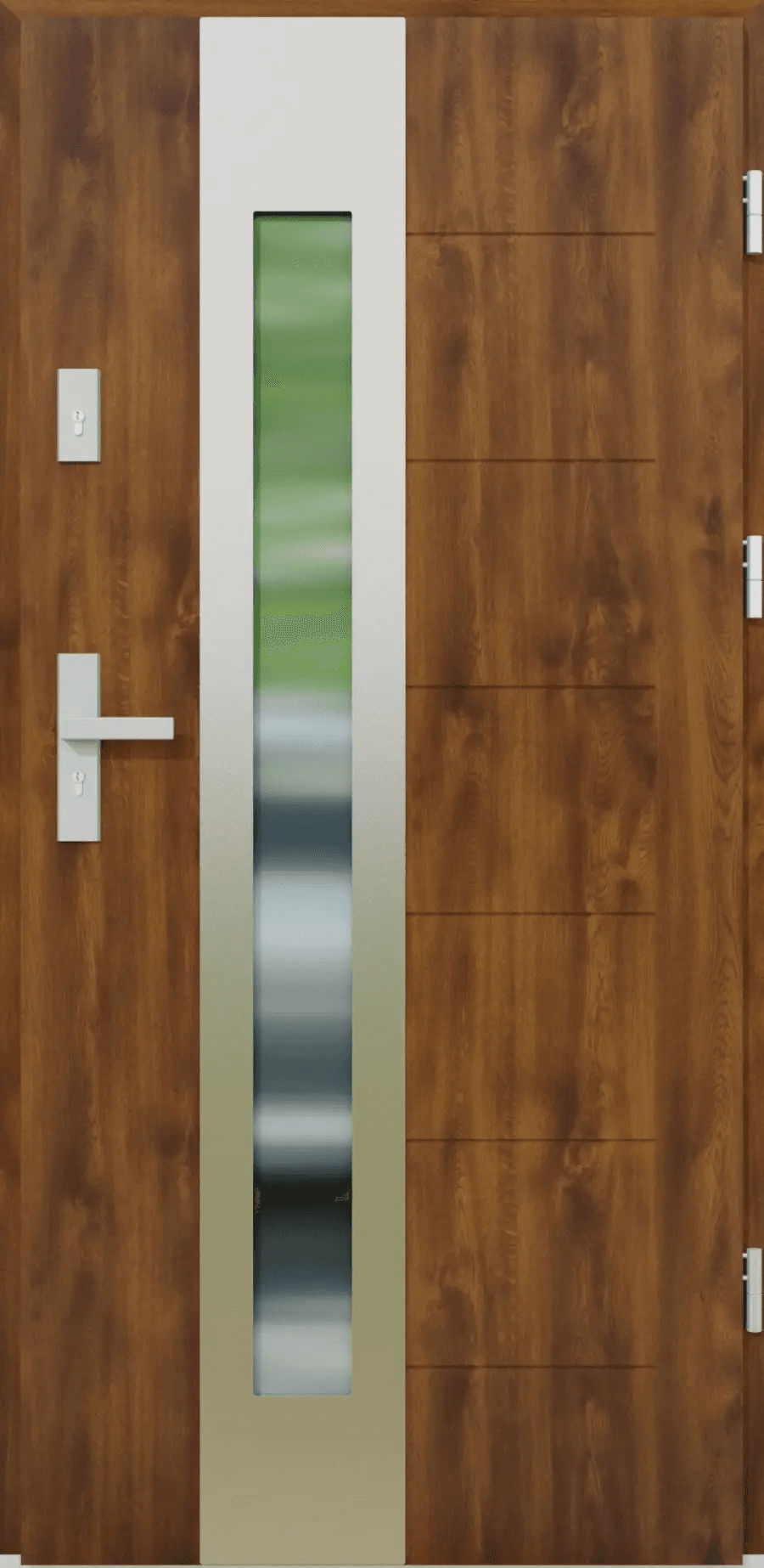 Drzwi zewnętrzne z ościeżnicą Nicolo 05B Dąb złoty Prawe 90cm CZYSTE POWIETRZE, 5903324177890, KR CENTER