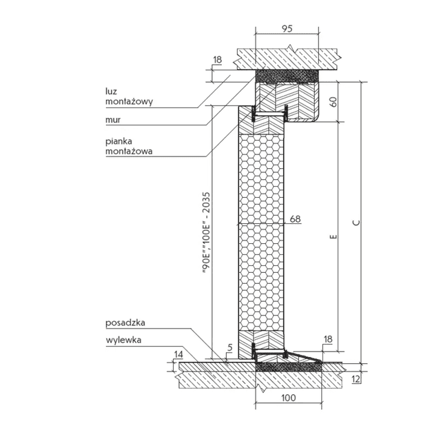 Drzwi zewnętrzne z ościeżnicą Vento 13B Orzech Lewe 90cm CZYSTE POWIETRZE, 5903325284719, KR CENTER