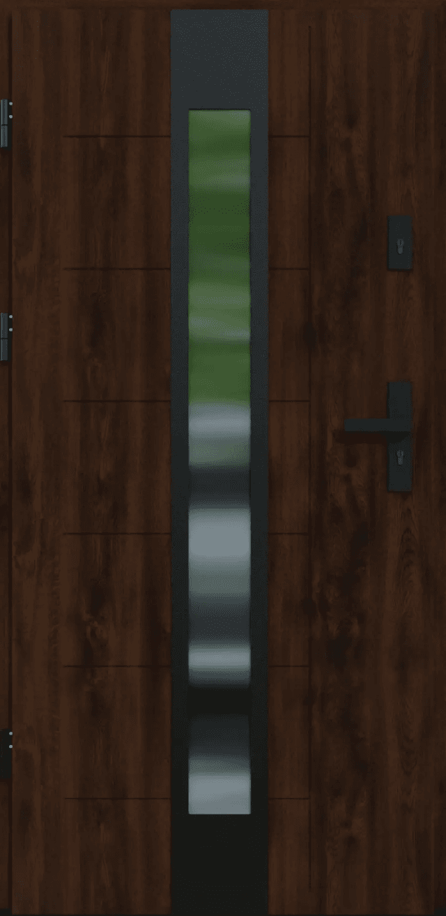 Drzwi zewnętrzne z ościeżnicą Vento 13 Orzech Lewe 90cm CZYSTE POWIETRZE, 5903325284559, KR CENTER