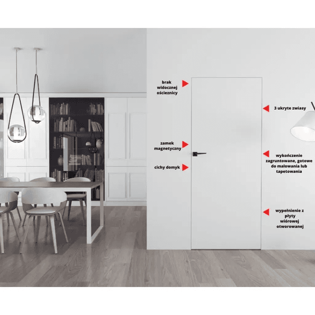 Drzwi Sara Eco 2 odwrotna przylga ukryte lewe WC 80 cm płyta, DRE 400010393, DRE