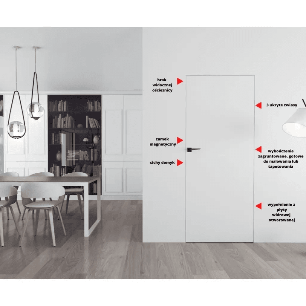 Drzwi Sara Eco 2 bezprzylgowe ukryte lewe WC 60 cm płyta, DRE 400010381, DRE
