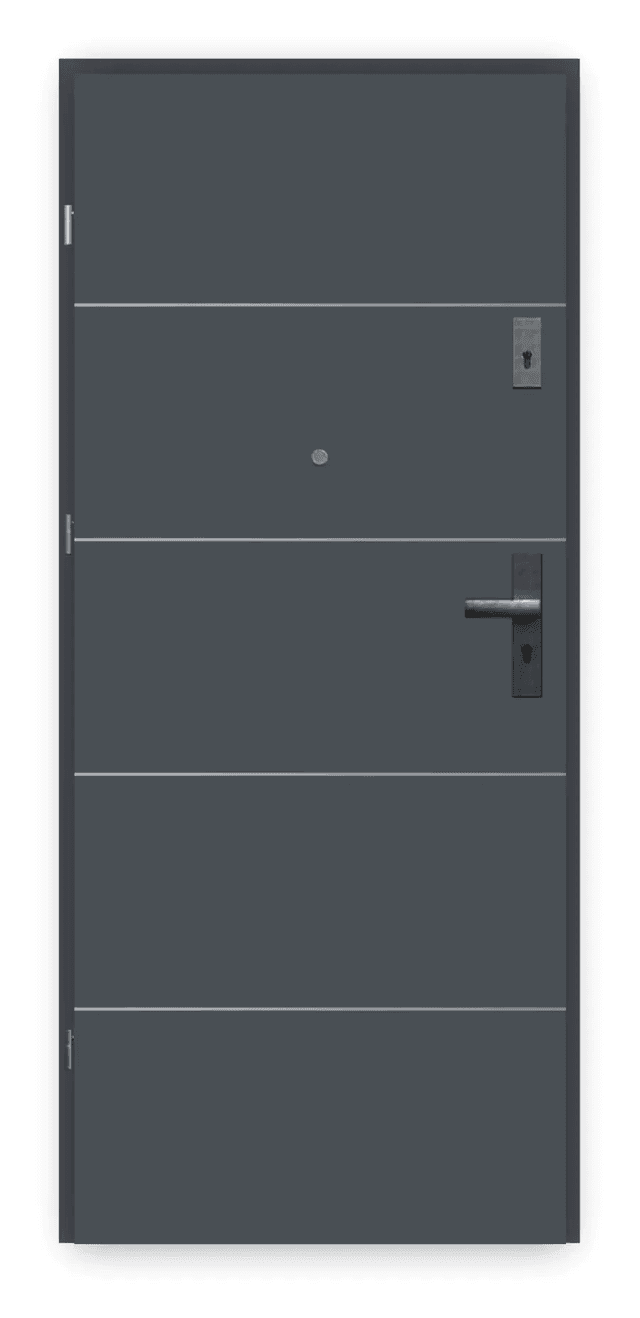 Drzwi Wejściowe Agat Lewe 80 Antracyt Intarsje srebrne, SPEAJ60L082NCJSD30ON00, PORTA