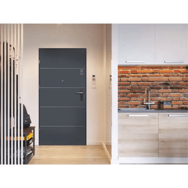 Drzwi Wejściowe Agat Lewe 80 Antracyt Intarsje srebrne, SPEAJ60L082NCJSD30ON00, PORTA