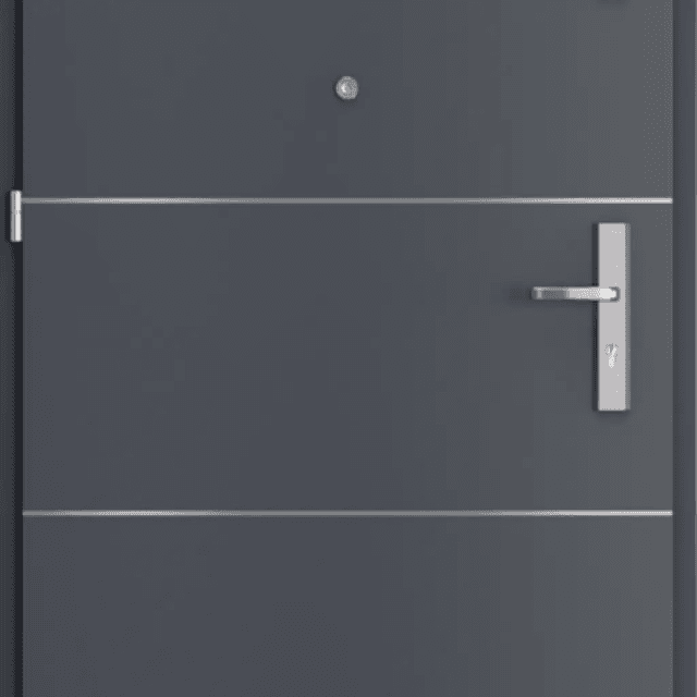 Drzwi Wejściowe Agat Lewe 80 Antracyt Intarsje srebrne, SPEAJ60L082NCJSD30ON00, PORTA