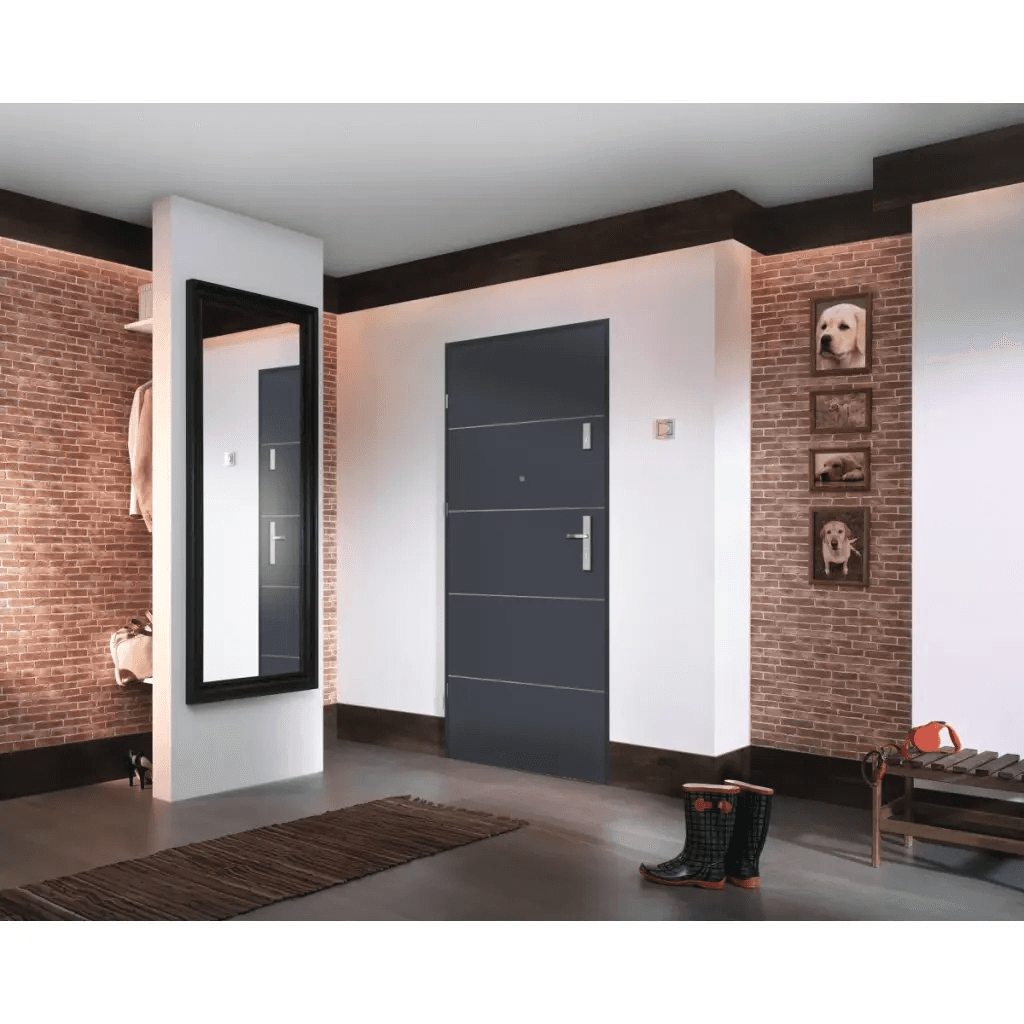 Drzwi Wejściowe Agat Lewe 80 Antracyt Intarsje srebrne, SPEAJ60L082NCJSD30ON00, PORTA