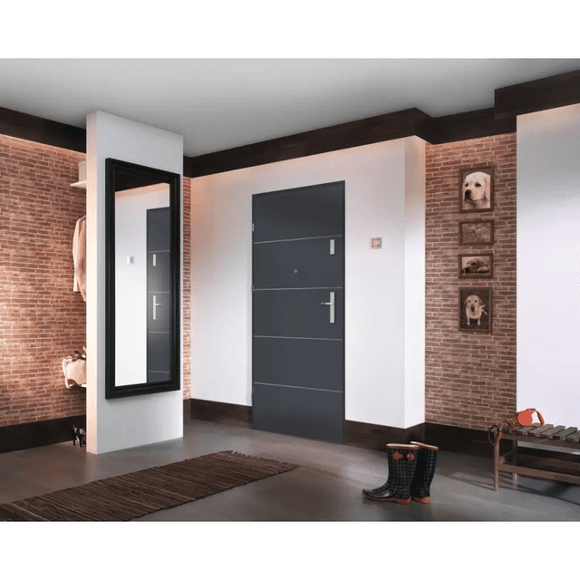 Drzwi Wejściowe Agat Lewe 80 Antracyt Intarsje srebrne, SPEAJ60L082NCJSD30ON00, PORTA