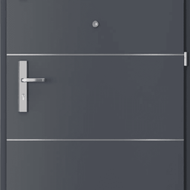 Drzwi Wejściowe Agat Prawe 80 Antracyt Intarsje srebrne, SPEAJ60P082NCJSD30ON00, PORTA